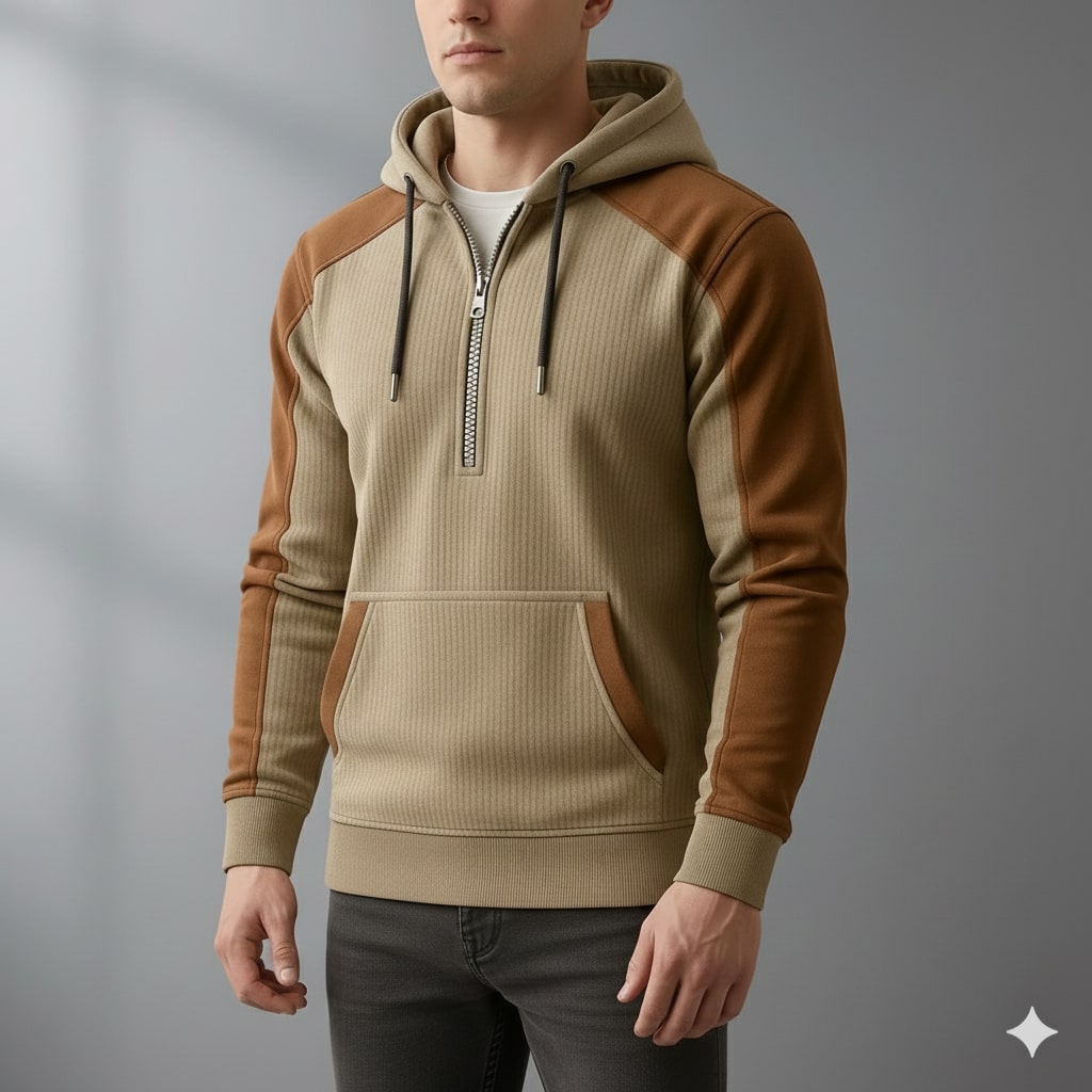 Hildebert | Men's Contrast Panel Cord Hoodie