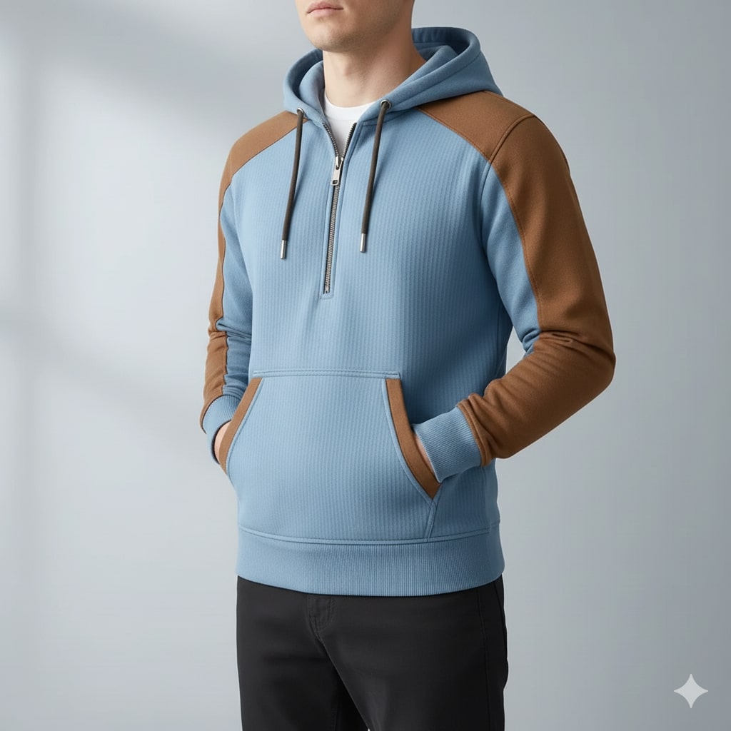 Hildebert | Men's Contrast Panel Cord Hoodie