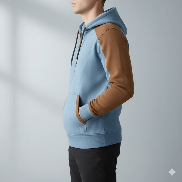 Hildebert | Men's Contrast Panel Cord Hoodie