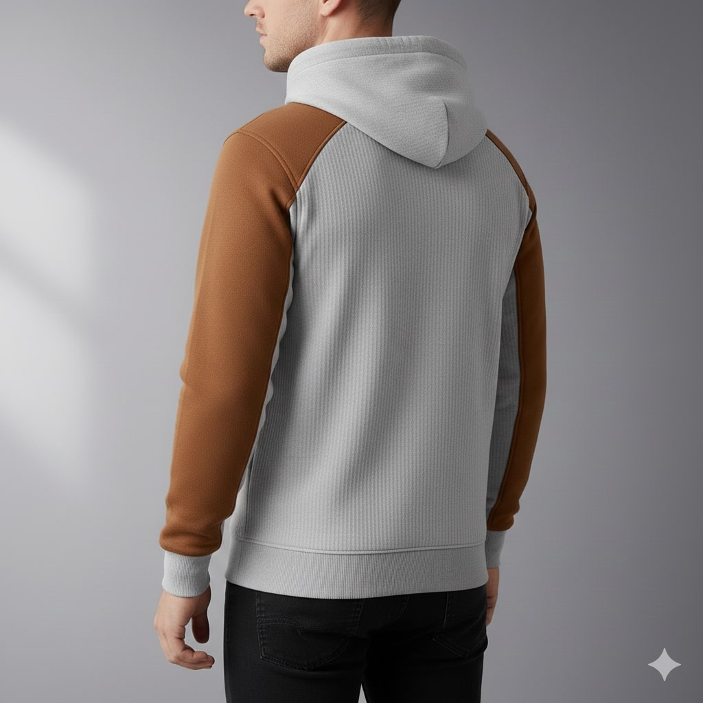 Hildebert | Men's Contrast Panel Cord Hoodie