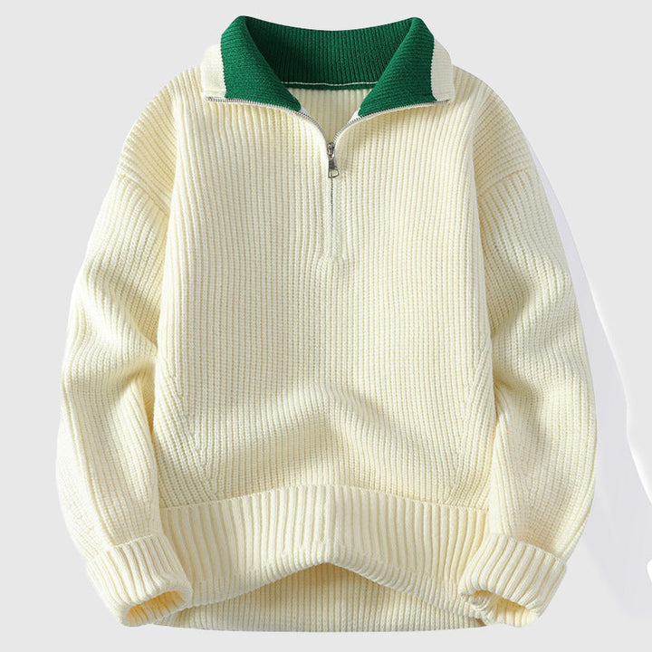 Hubert | Men's Contrast Collar Polo Sweater