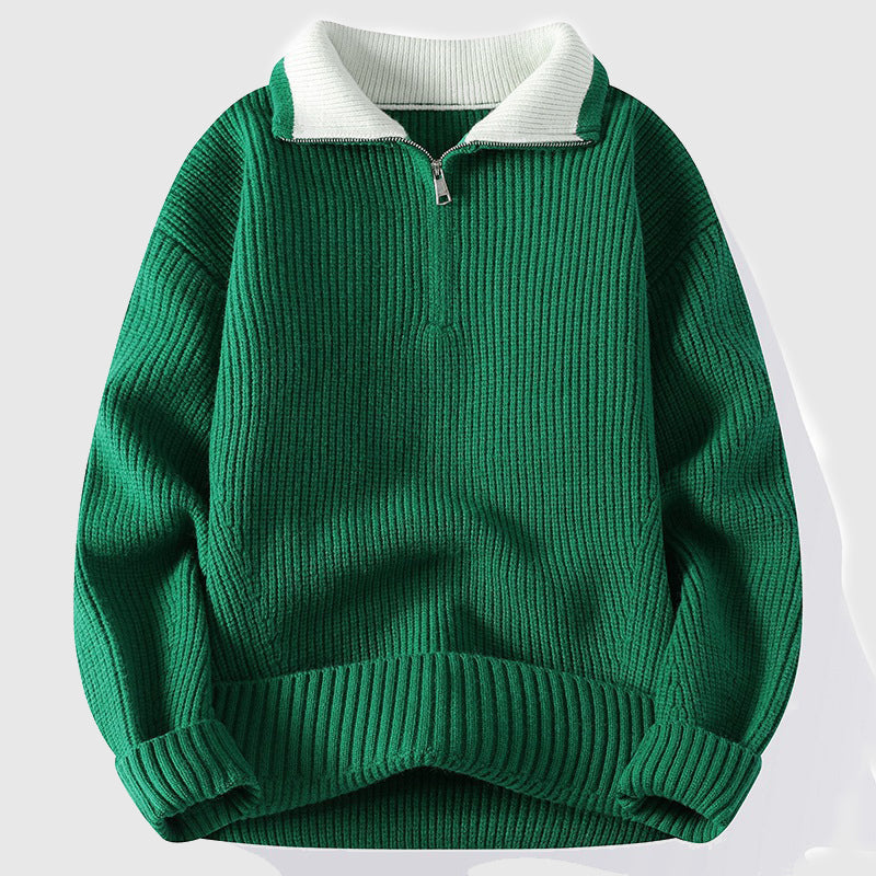 Hubert | Men's Contrast Collar Polo Sweater