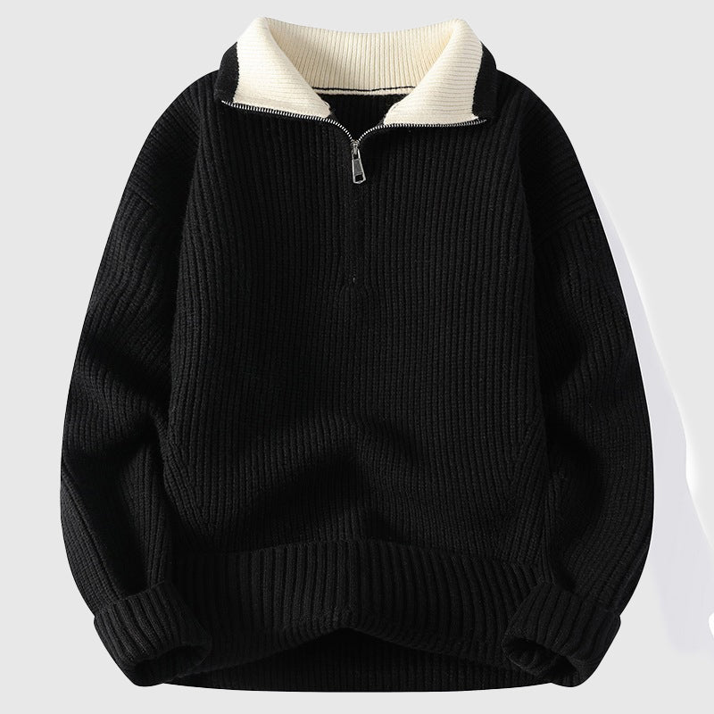 Hubert | Men's Contrast Collar Polo Sweater