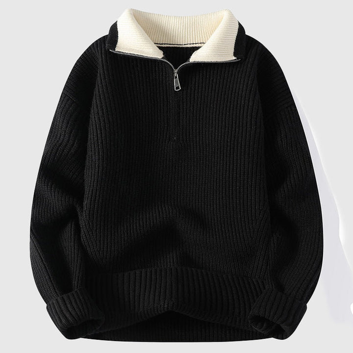 Hubert | Men's Contrast Collar Polo Sweater