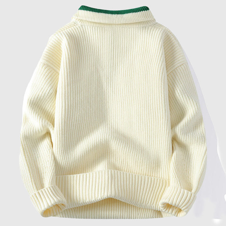 Hubert | Men's Contrast Collar Polo Sweater
