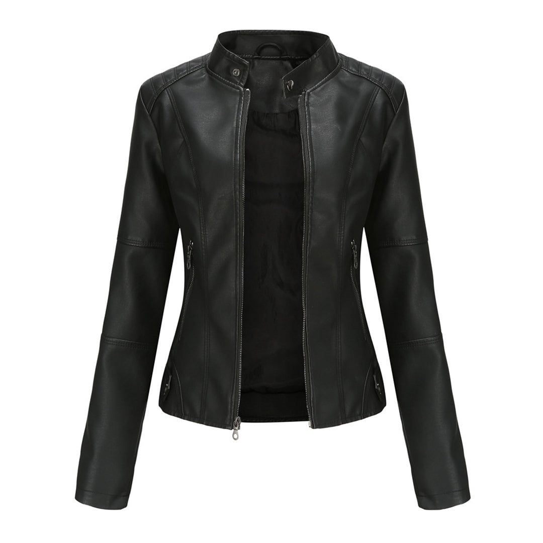 Renee | Women's Zip-Front Biker Jacket with Stand Collar