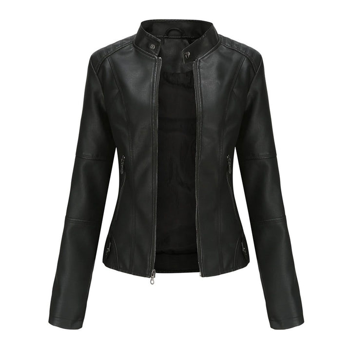 Renee | Women's Zip-Front Biker Jacket with Stand Collar