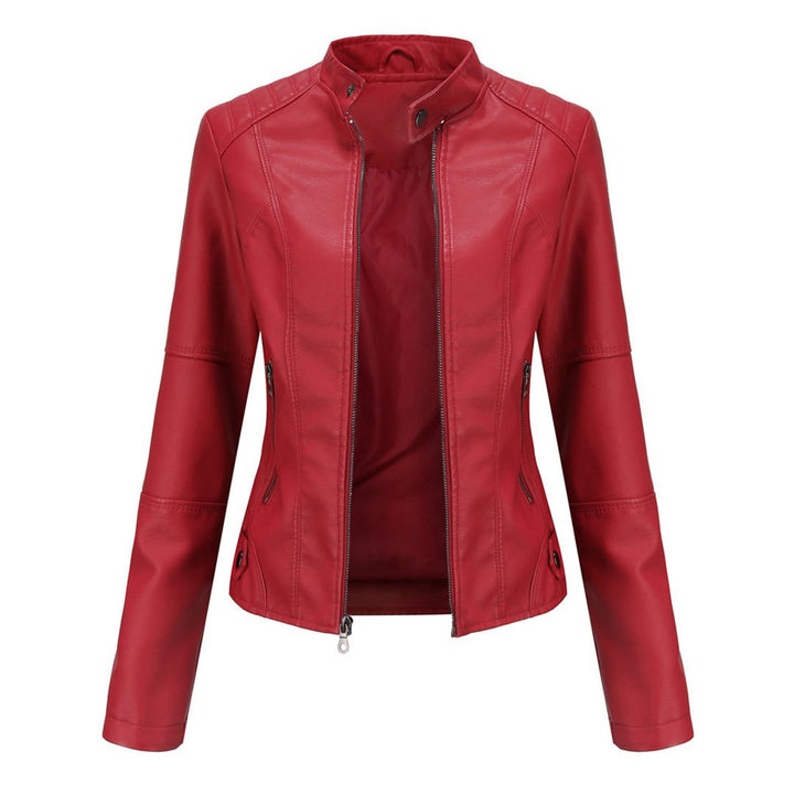 Renee | Women's Zip-Front Biker Jacket with Stand Collar