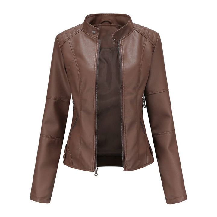 Renee | Women's Zip-Front Biker Jacket with Stand Collar