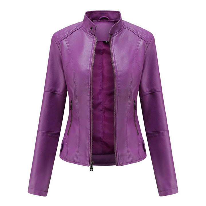 Renee | Women's Zip-Front Biker Jacket with Stand Collar