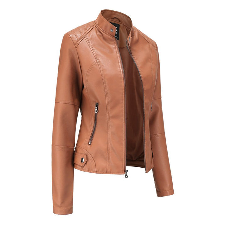 Renee | Women's Zip-Front Biker Jacket with Stand Collar