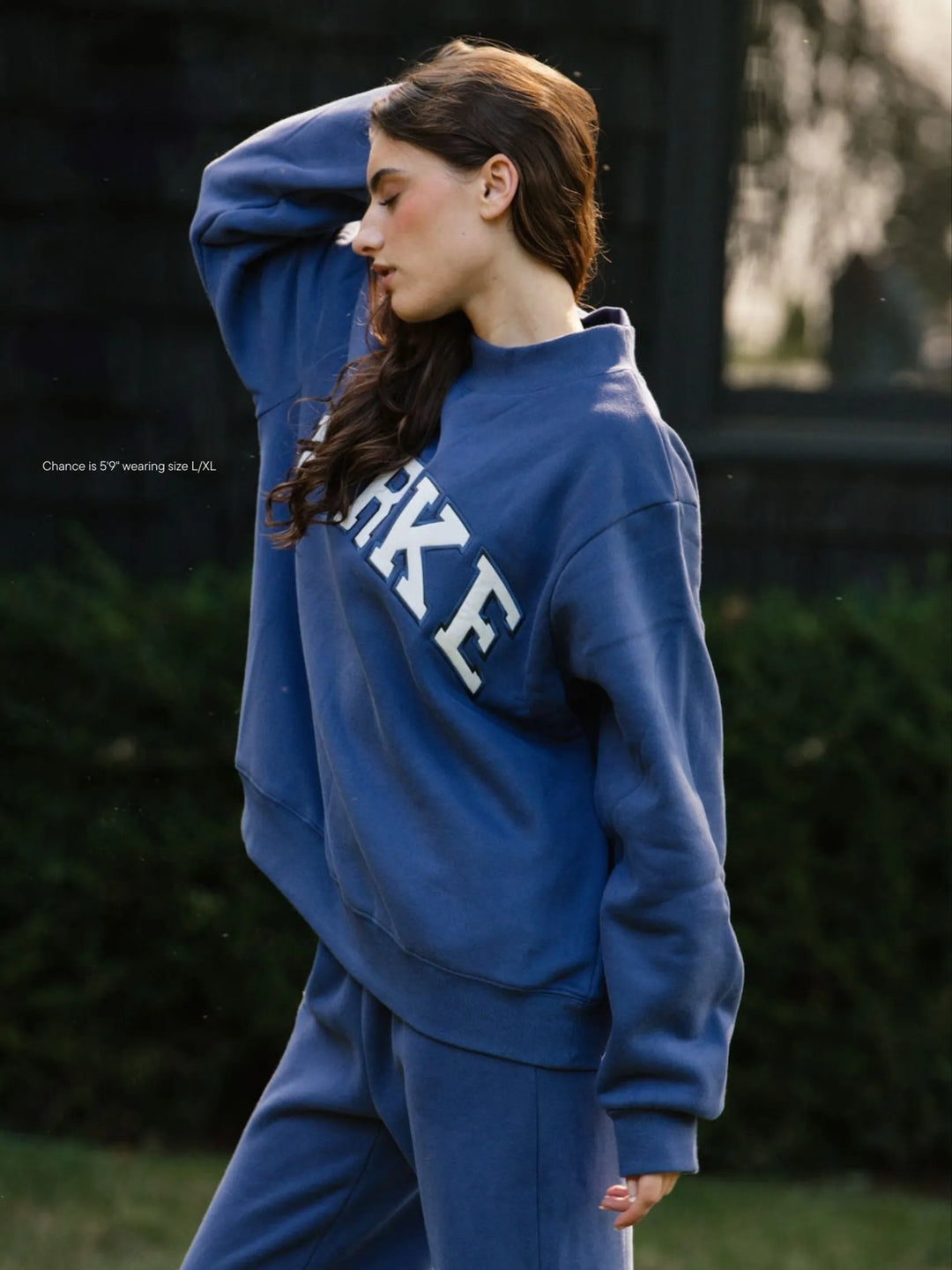 Varsity Mockneck Denim with White Letters