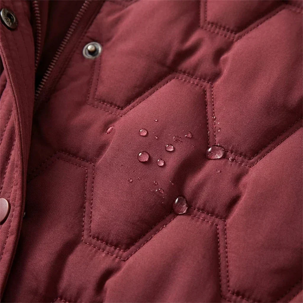 Ombeline | Women's Longline Hooded Quilted Coat with Zip Front