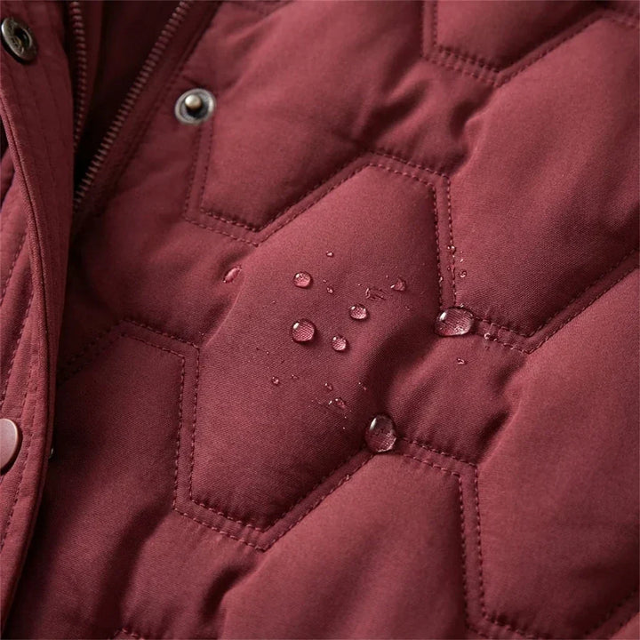 Ombeline | Women's Longline Hooded Quilted Coat with Zip Front