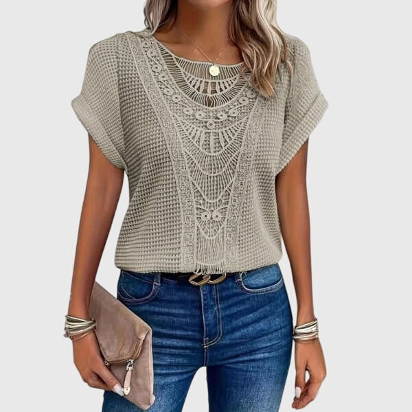 Ines | Women's Delicate Lace Detail Lightweight Blouse