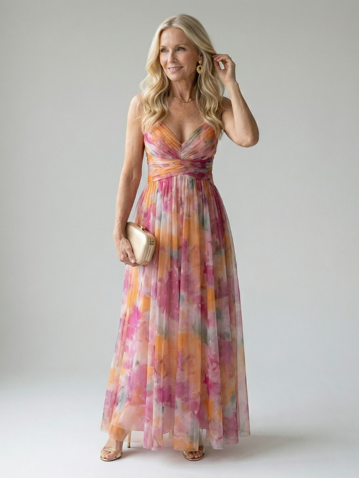 Isel | Women's Sleeveless Soft Wrap Flowing Maxi Dress
