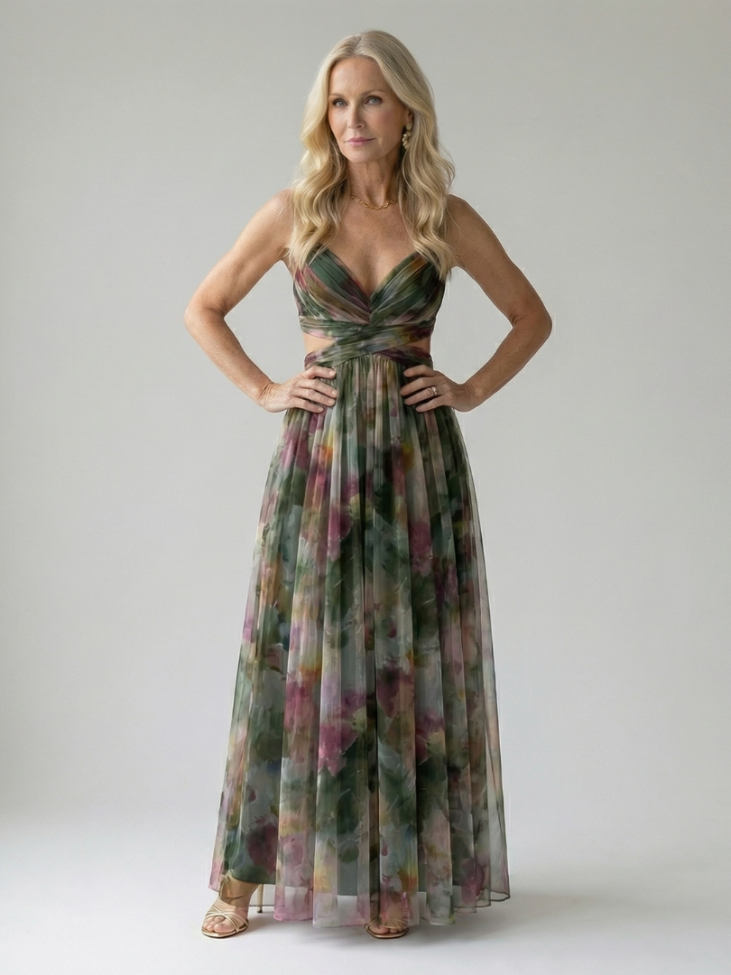 Isel | Women's Sleeveless Soft Wrap Flowing Maxi Dress