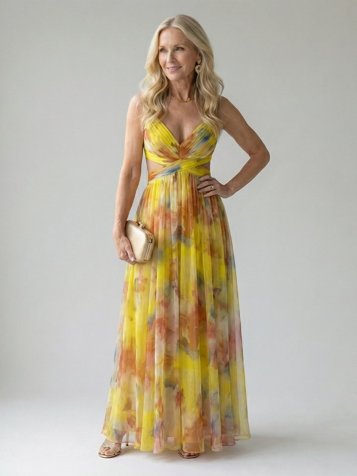 Isel | Women's Sleeveless Soft Wrap Flowing Maxi Dress