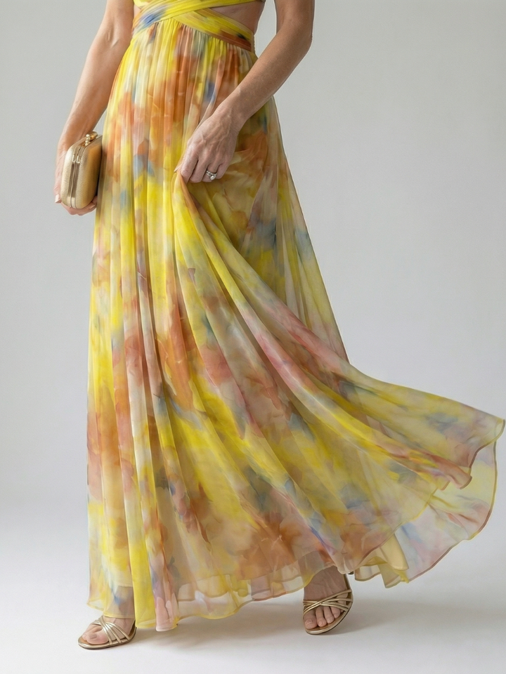 Isel | Women's Sleeveless Soft Wrap Flowing Maxi Dress