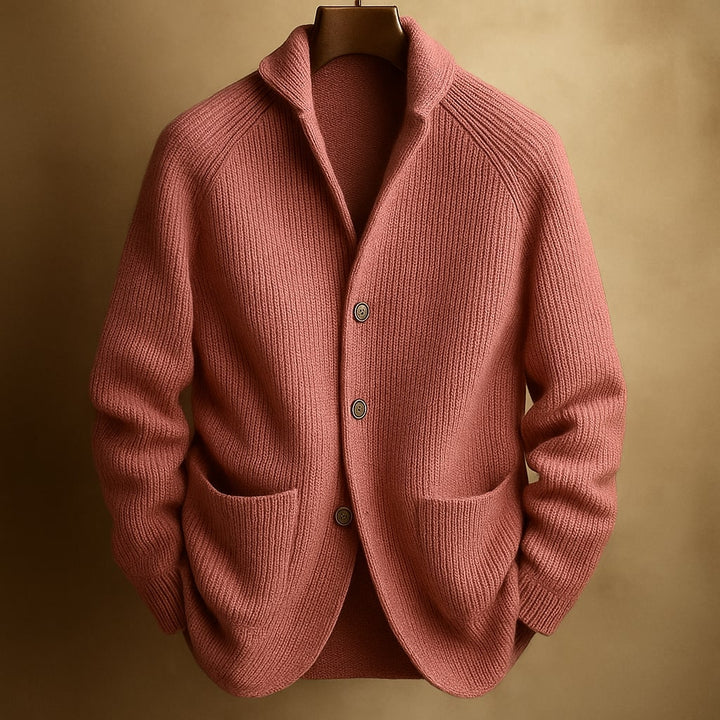 Joachim | Men's Ribbed Shawl Cardigan with Patch Pockets