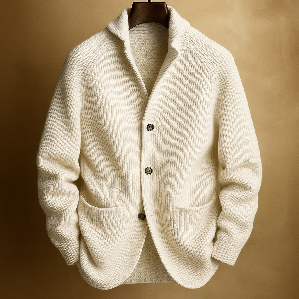 Joachim | Men's Ribbed Shawl Cardigan with Patch Pockets