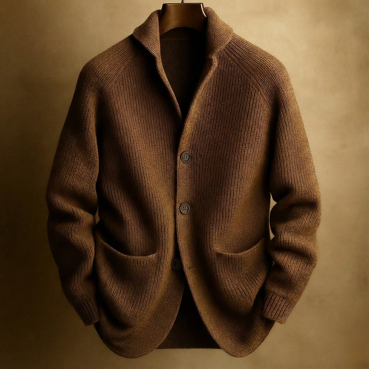 Joachim | Men's Ribbed Shawl Cardigan with Patch Pockets
