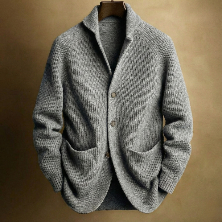 Joachim | Men's Ribbed Shawl Cardigan with Patch Pockets