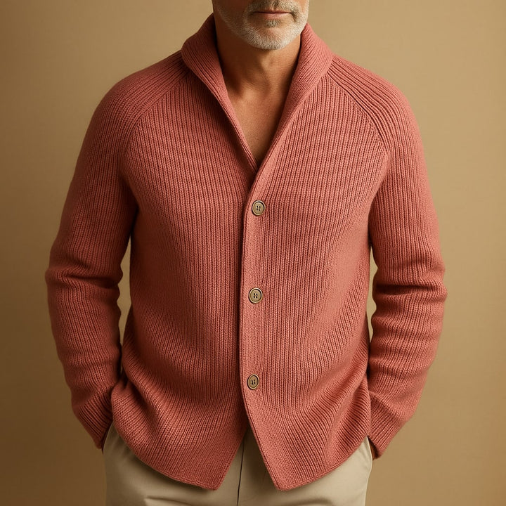 Joachim | Men's Ribbed Shawl Cardigan with Patch Pockets
