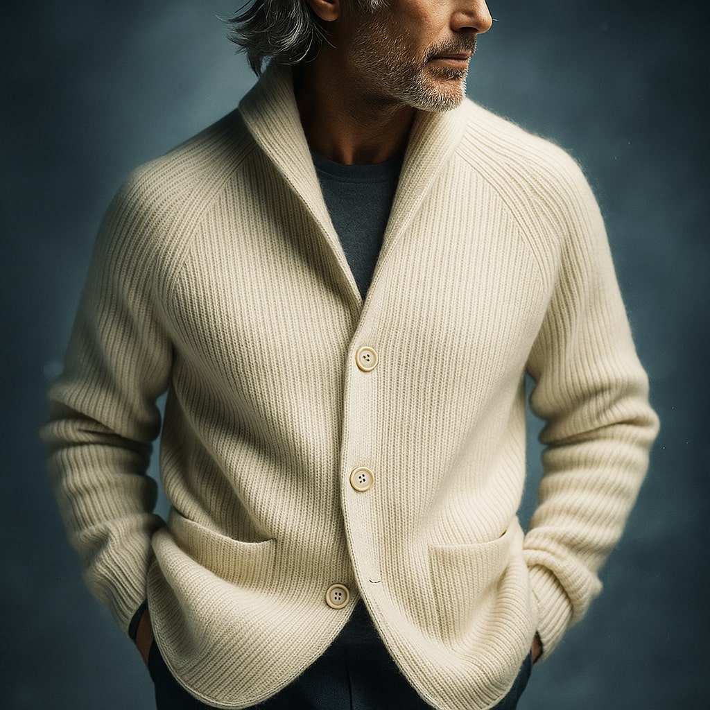Joachim | Men's Ribbed Shawl Cardigan with Patch Pockets