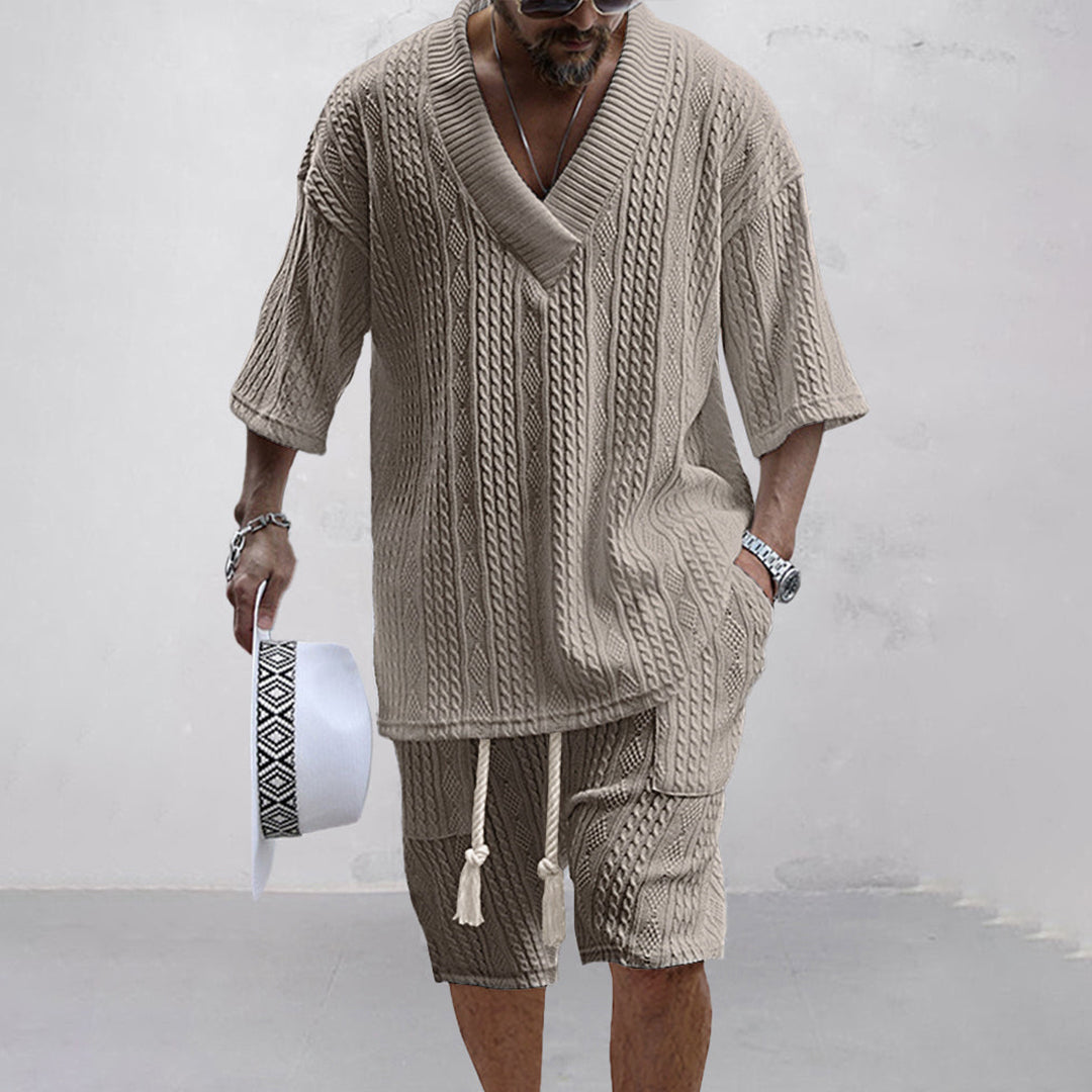 Joco | Men's Knit V-Neck and Drawstring Shorts Set