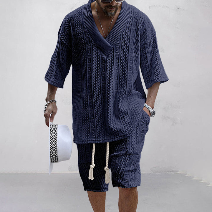 Joco | Men's Knit V-Neck and Drawstring Shorts Set
