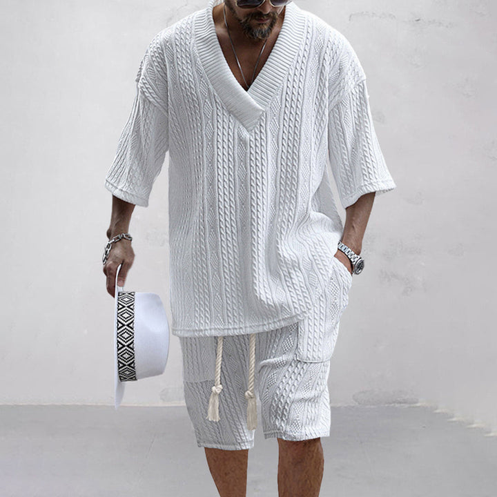 Joco | Men's Knit V-Neck and Drawstring Shorts Set
