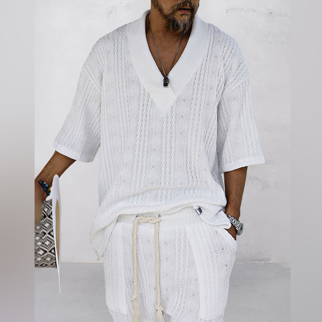 Joco | Men's Knit V-Neck and Drawstring Shorts Set