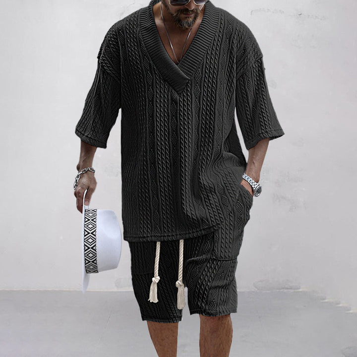 Joco | Men's Knit V-Neck and Drawstring Shorts Set