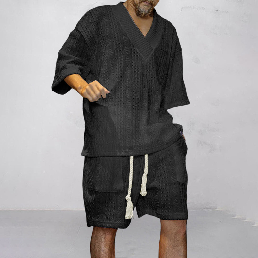 Joco | Men's Knit V-Neck and Drawstring Shorts Set