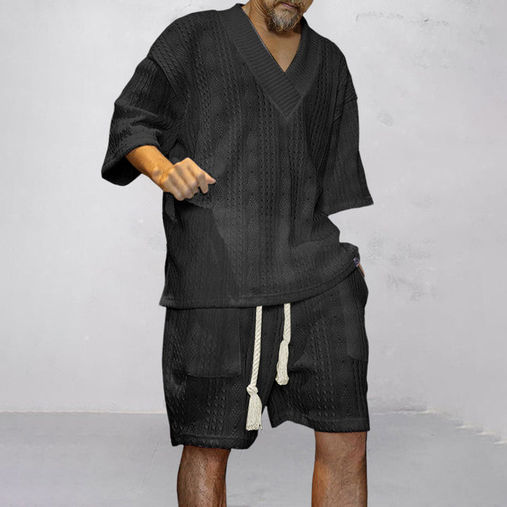 Joco | Men's Knit V-Neck and Drawstring Shorts Set