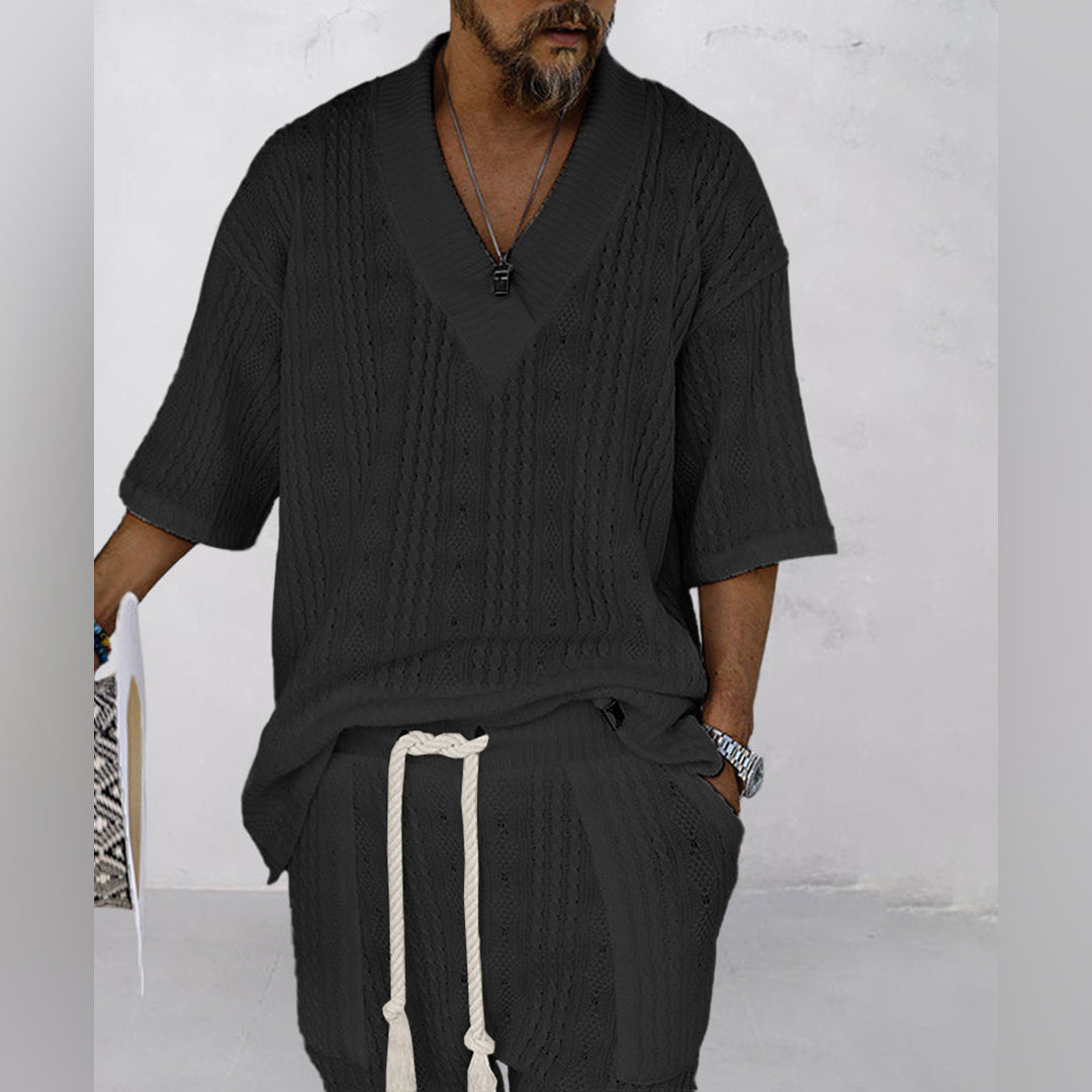Joco | Men's Knit V-Neck and Drawstring Shorts Set