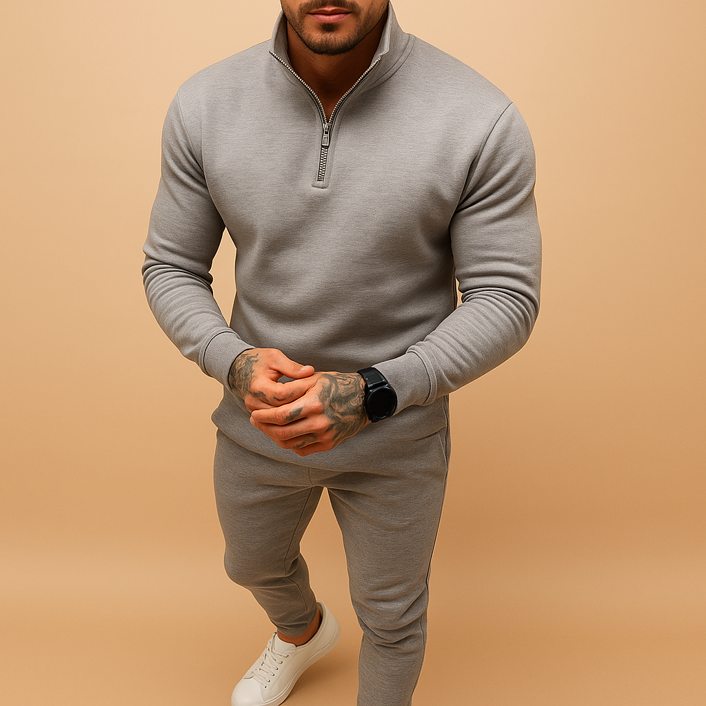 Men's Jogging Suit with Half-Zip Sweater and Pants