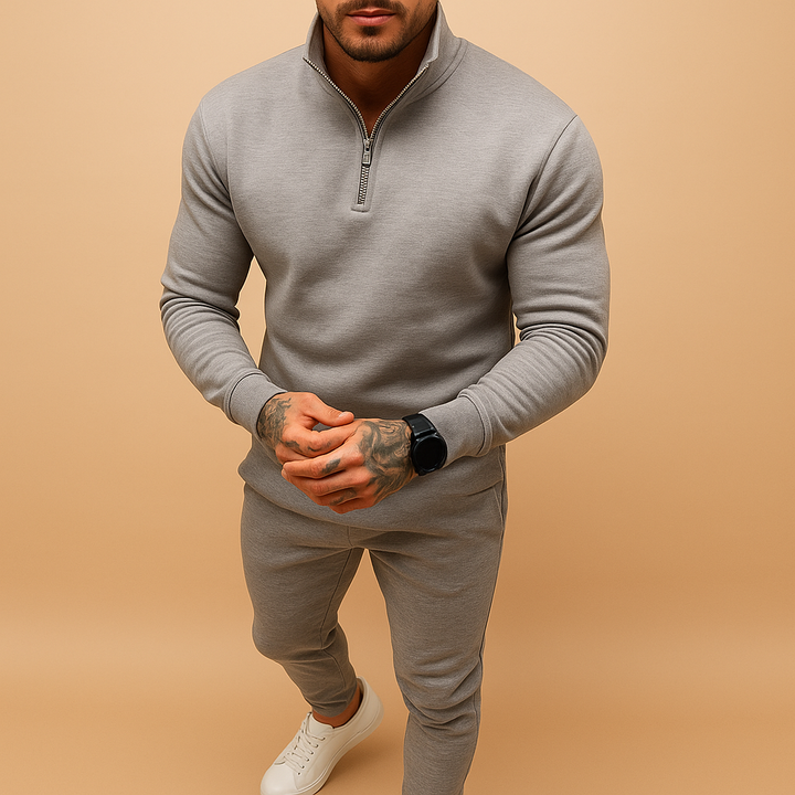 Men's Jogging Suit with Half-Zip Sweater and Pants