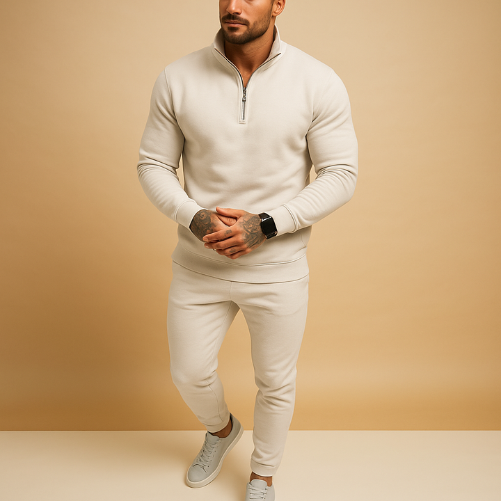 Men's Jogging Suit with Half-Zip Sweater and Pants