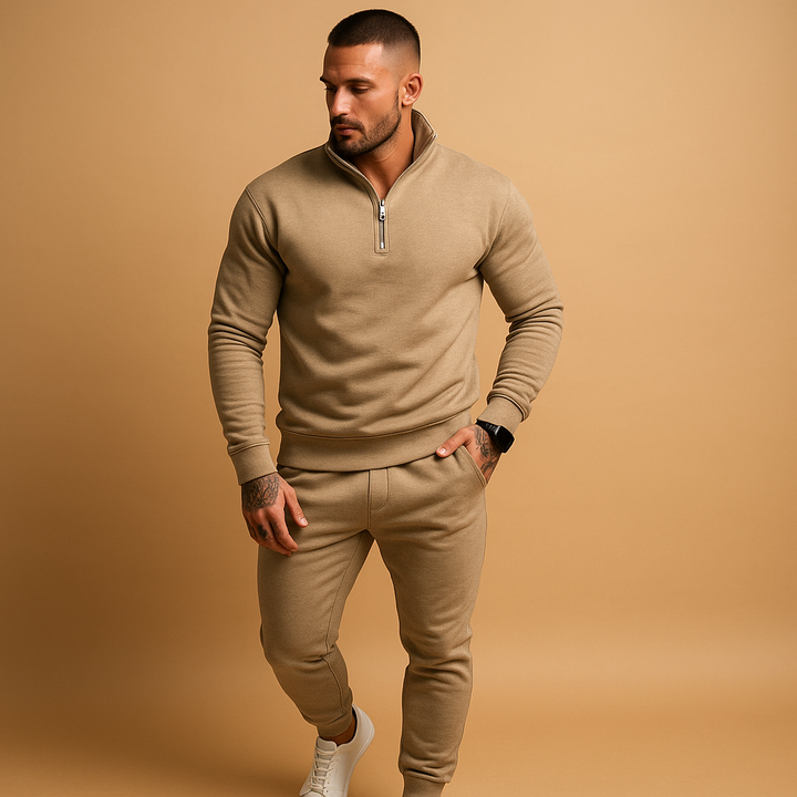 Men's Jogging Suit with Half-Zip Sweater and Pants