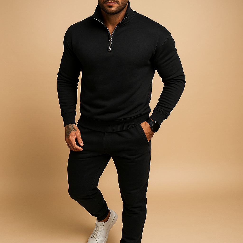Men's Jogging Suit with Half-Zip Sweater and Pants