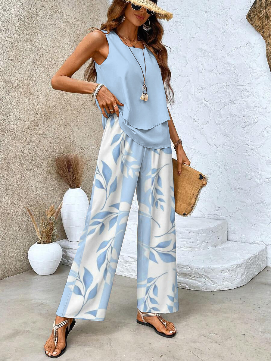 Josephine | Women's Airy Layered Wide-Leg Two-Piece Set