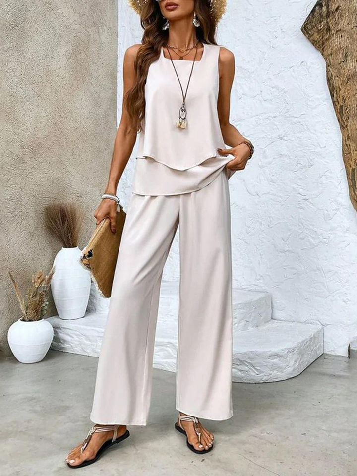 Josephine | Women's Airy Layered Wide-Leg Two-Piece Set