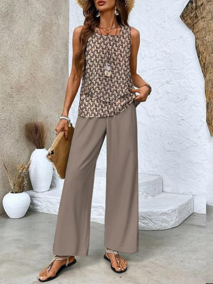 Josephine | Women's Airy Layered Wide-Leg Two-Piece Set