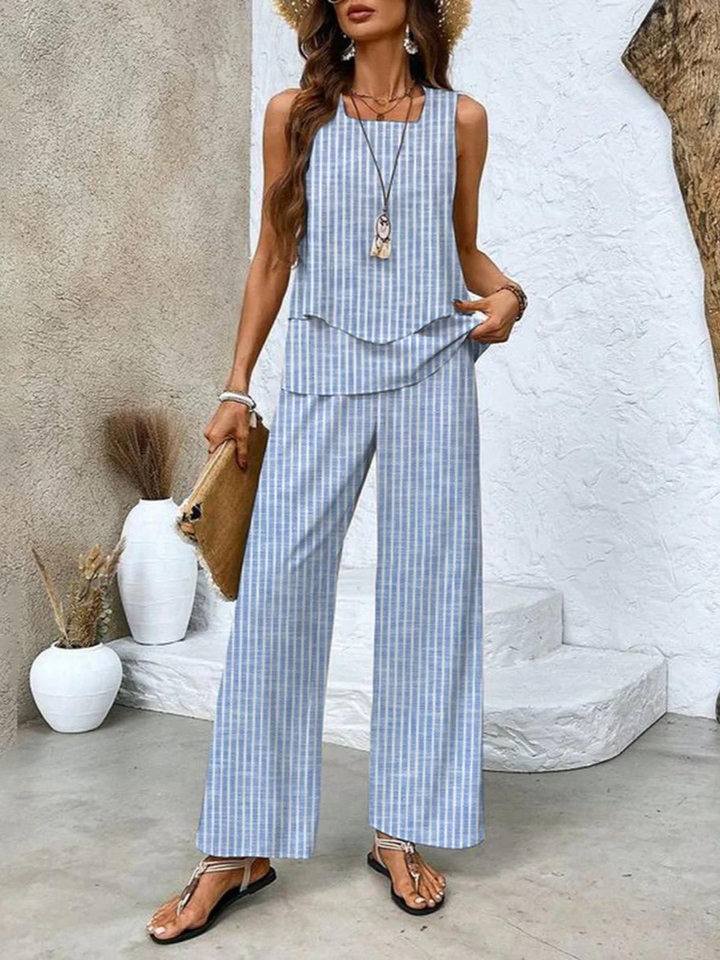 Josephine | Women's Airy Layered Wide-Leg Two-Piece Set