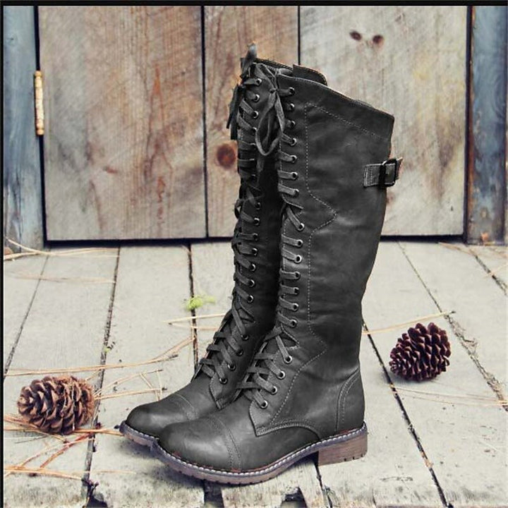 Women's Lace Up Knee High Boots with Tall Design