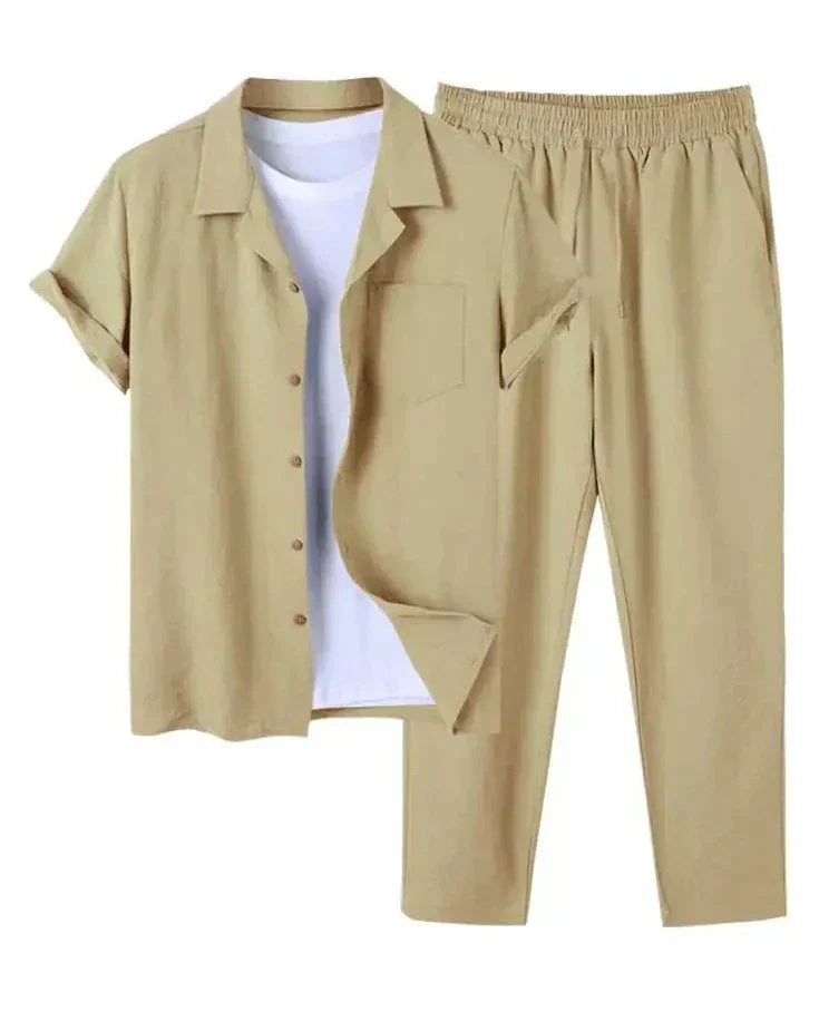 Julian | Men's Casual Linen Short Sleeve Shirt and Pants Set