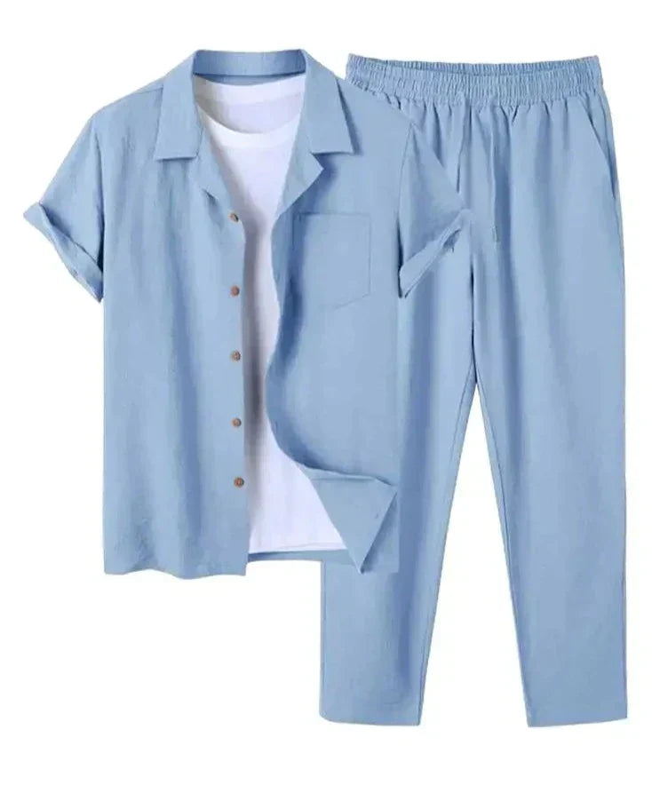Julian | Men's Casual Linen Short Sleeve Shirt and Pants Set