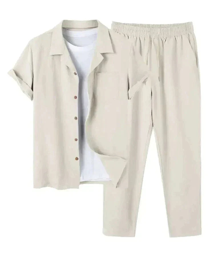 Julian | Men's Casual Linen Short Sleeve Shirt and Pants Set